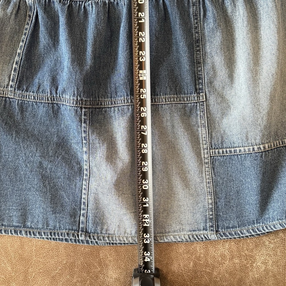 Boho Patchwork Denim Tiered Midi Skirt Prairie Festival Y2K Size Medium - Picture 8 of 8